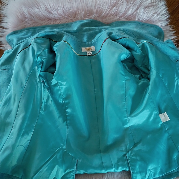 Womens Turquoise Button-Front Jacket - Picture 12 of 15